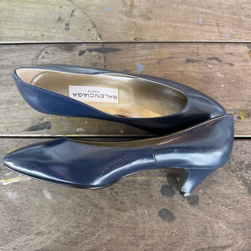 Balenciaga Women's Metallic Blue Heels - Picture 5 of 9